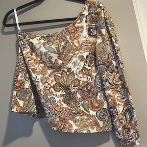 Paisley print Boho One shoulder top